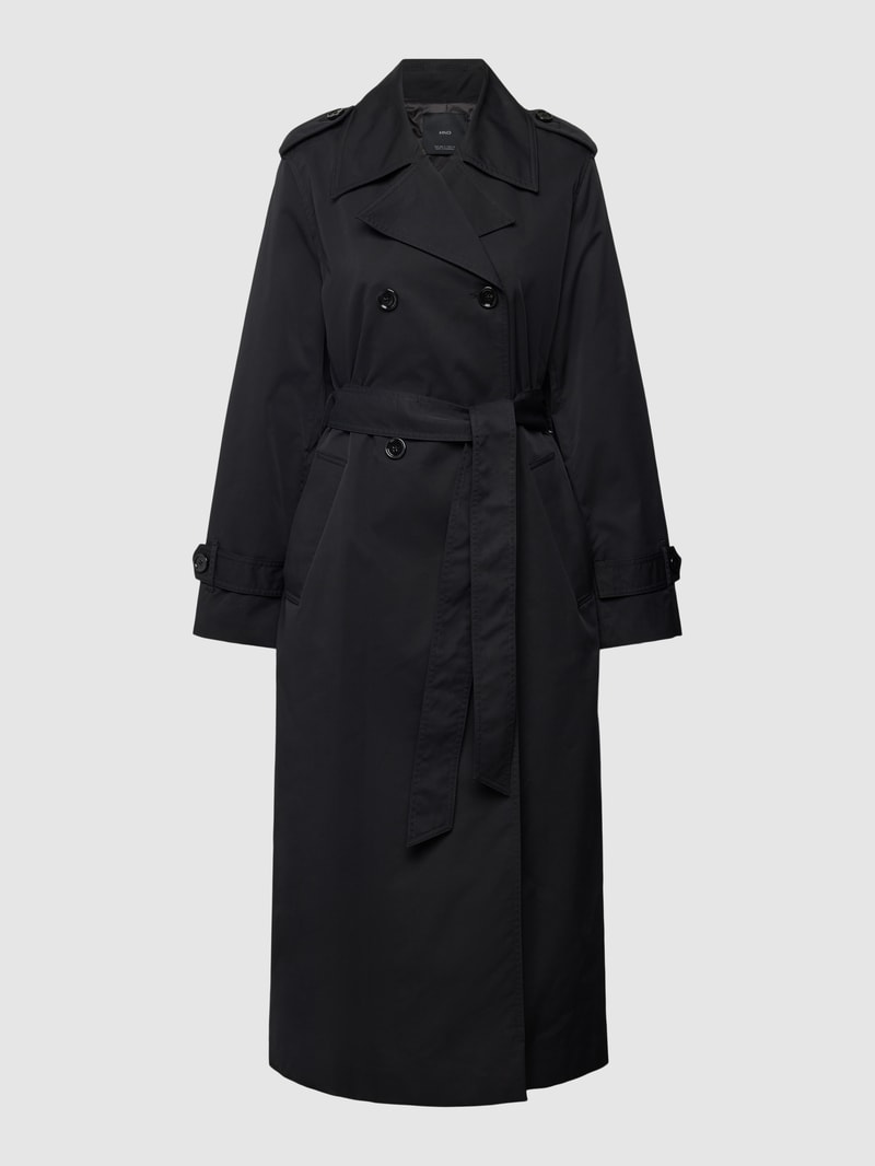 Trenchcoat mit Bindegürtel Modell 'ANGELA' in schwarz