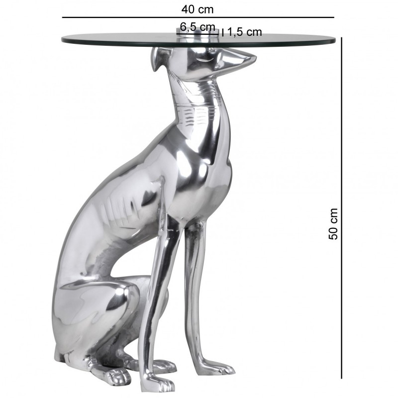 Wohnling Design Deko Beistelltisch Figur DOG aus Aluminium Farbe Silber