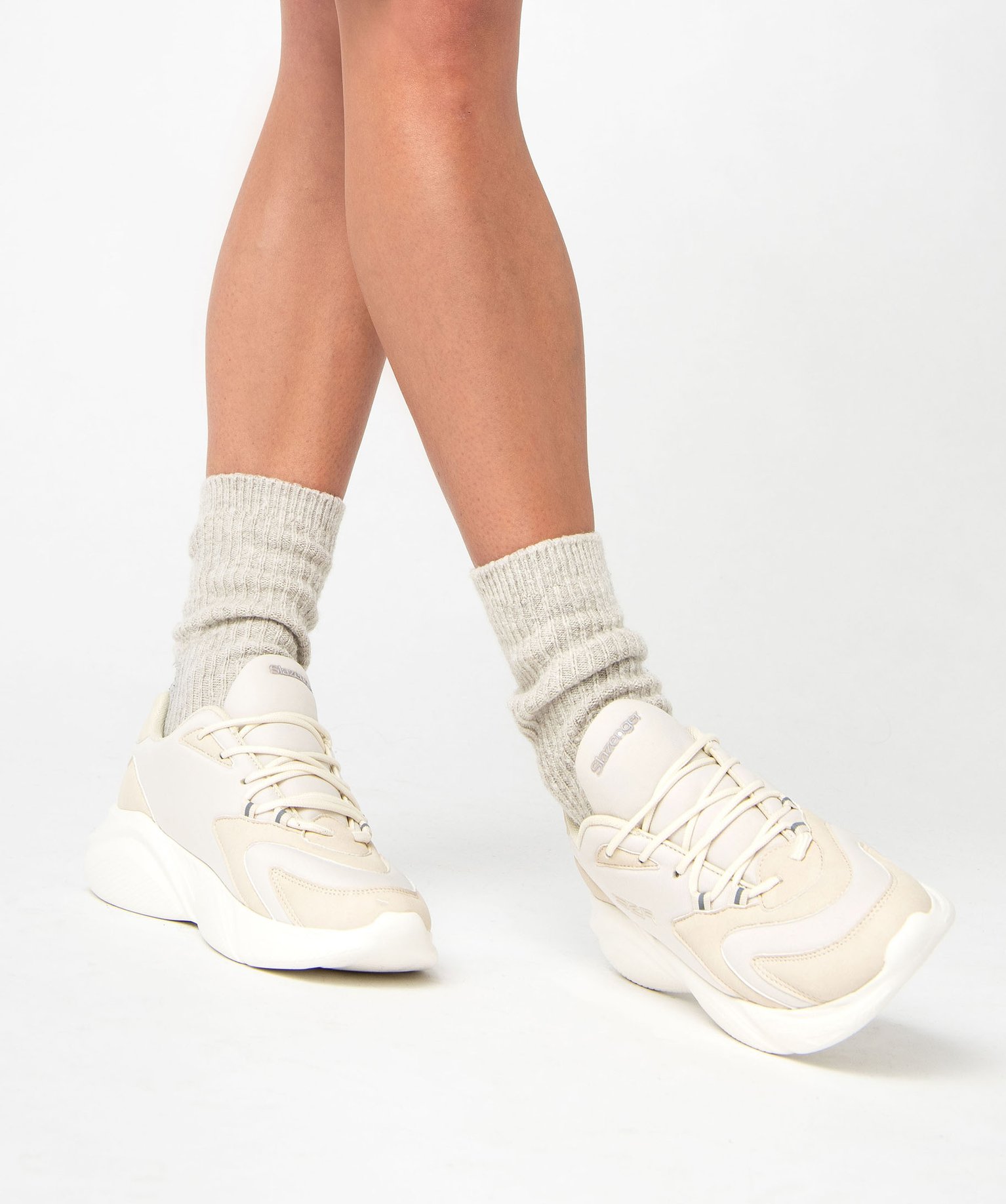 Baskets femme bi-matières à semelle épaisse - Slazenger blanc | GEMO