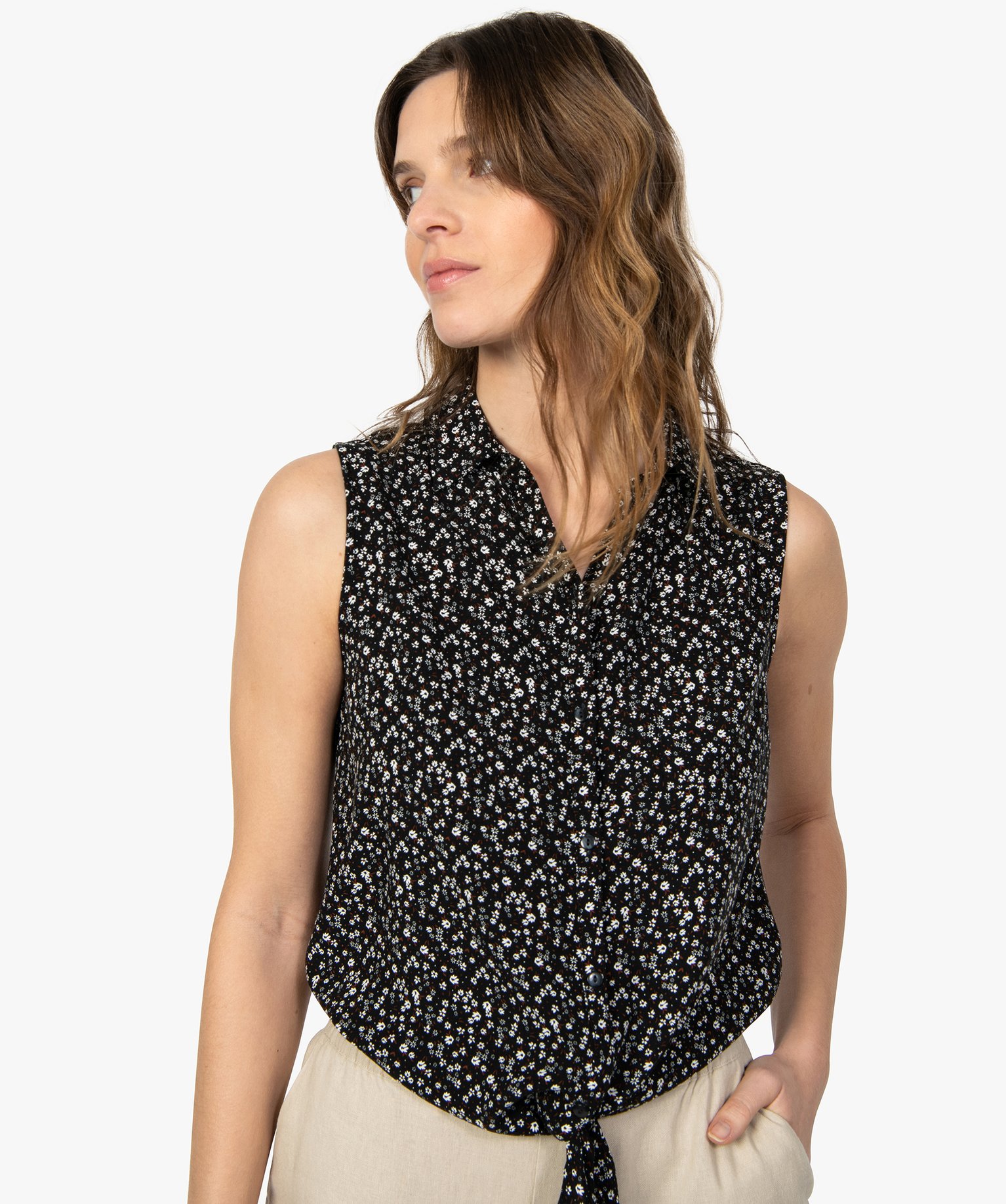 Chemise femme imprimée sans manches imprime | GEMO
