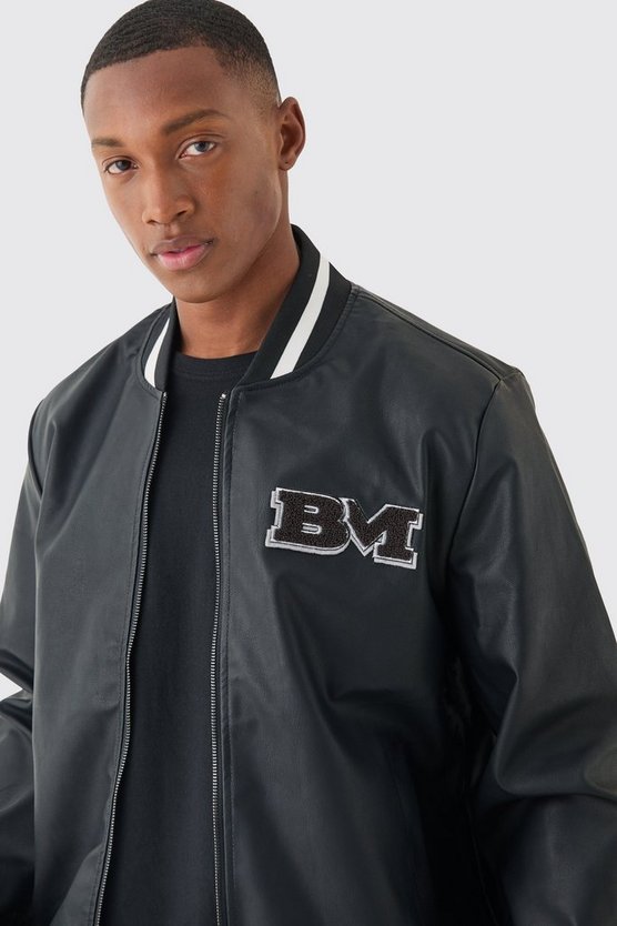 PU-Jacke mit Aufnäher