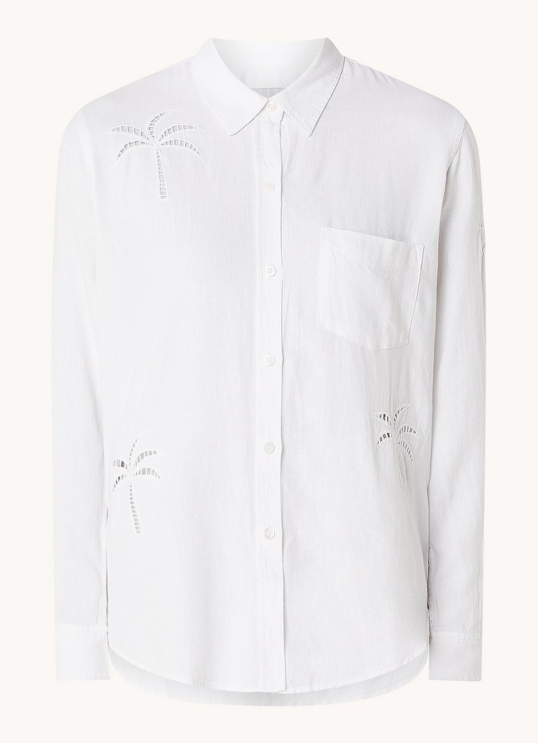 Blusa Charli da Rails em mistura de linho com bordados.