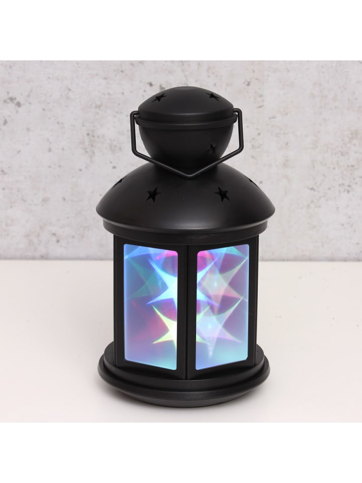 MARELIDA LED Laterne farbiges bewegtes Sternenmuster H: 22cm in schwarz günstig kaufen onesize