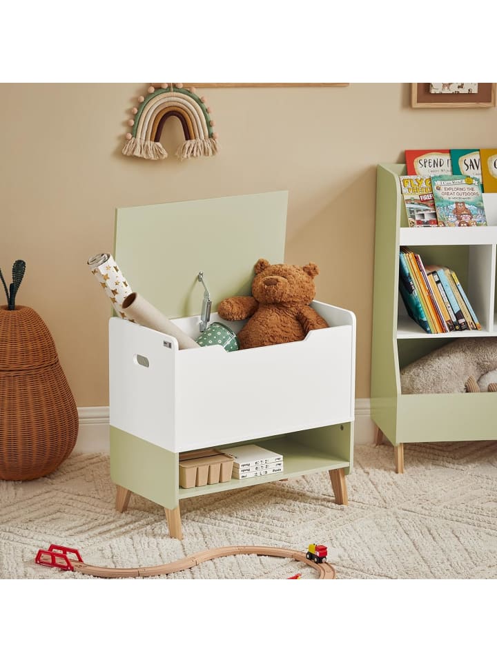SoBuy Spielzeugtruhe in Weiß und Grün - (B)60 x (H)57 x (T)34cm günstig kaufen onesize