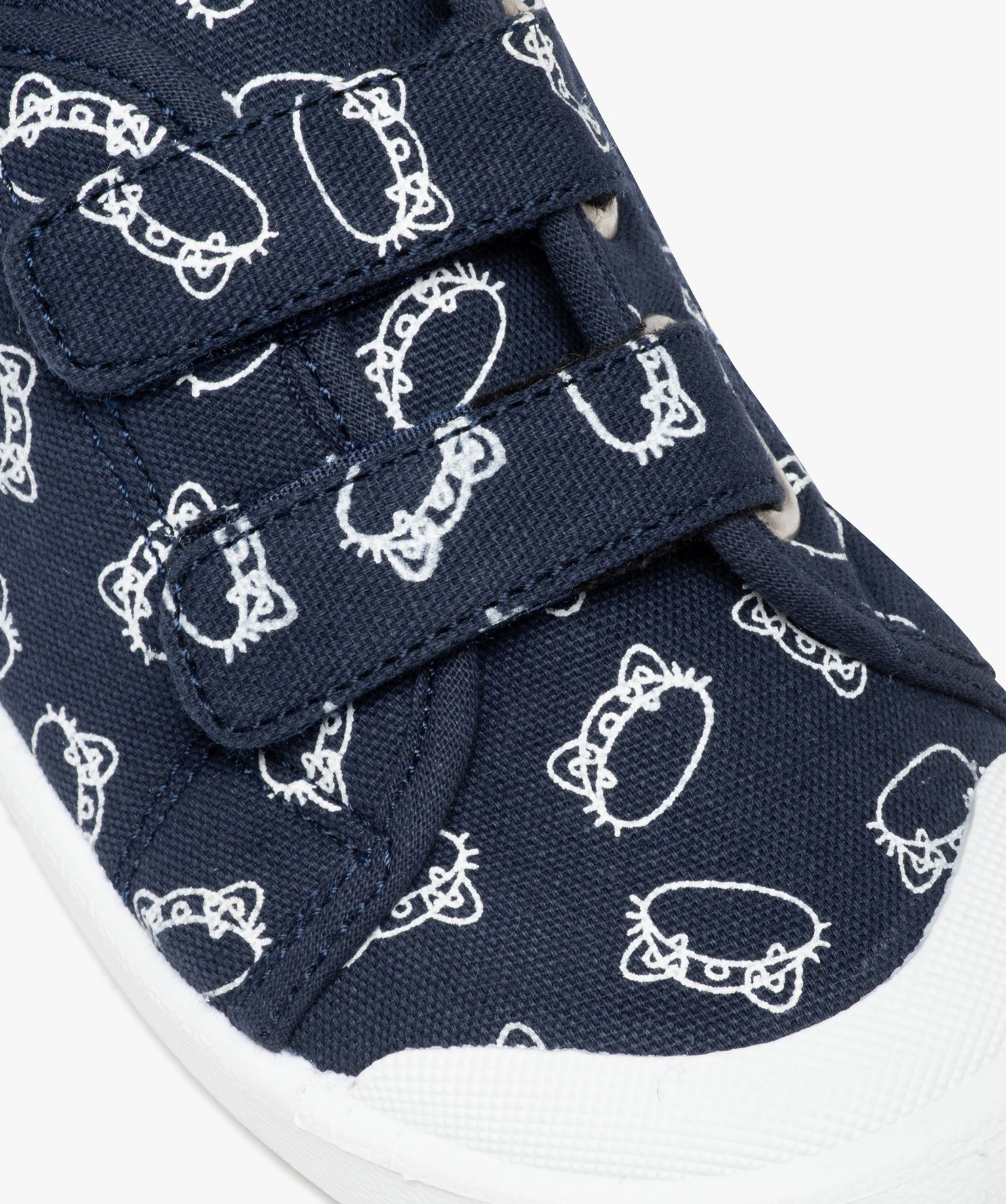 Baskets Garçon en toile imprimée fermeture à scratchs marine | GEMO