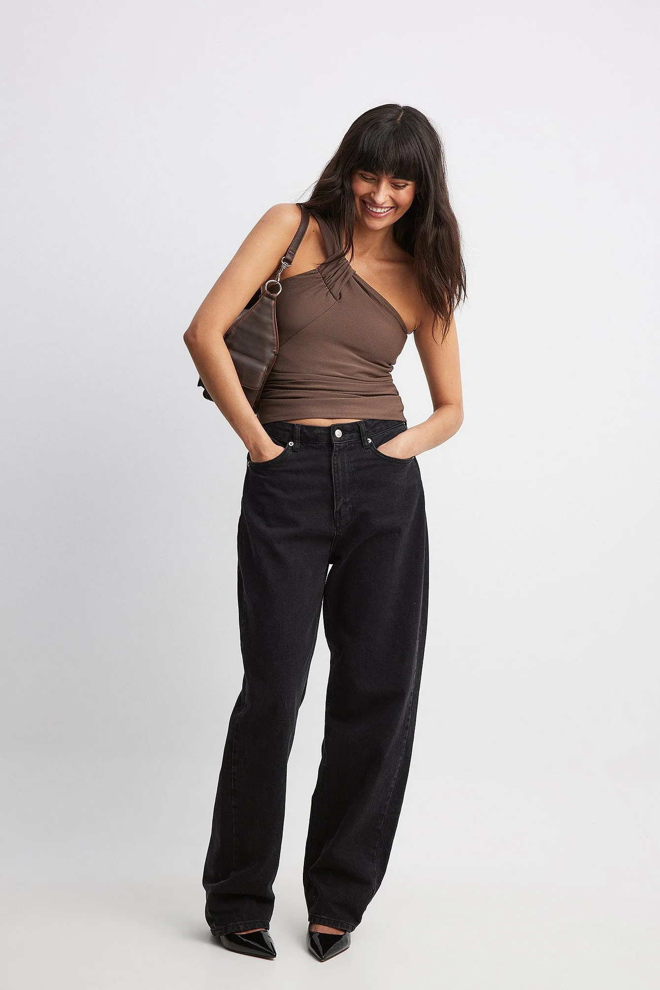 Drapiertes One-Shoulder-Top