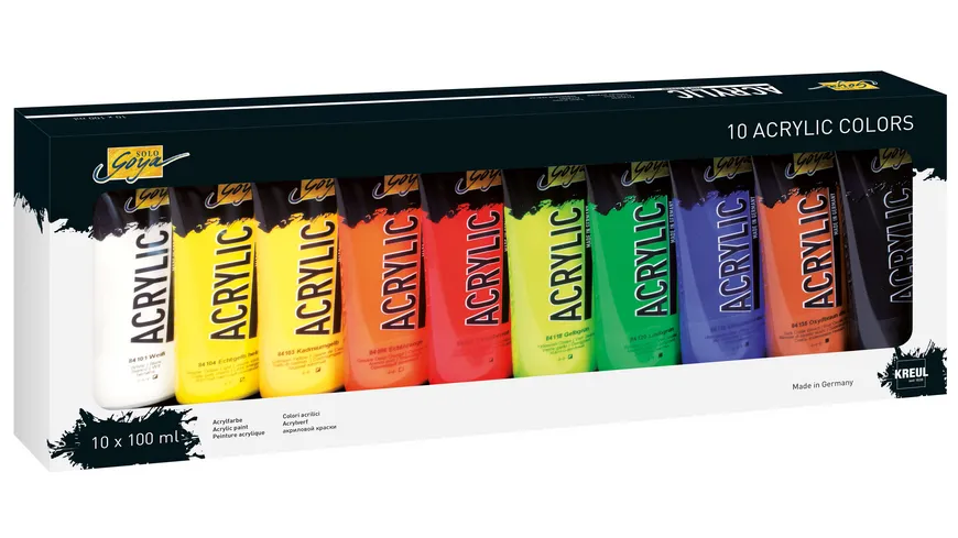 KREUL Solo Goya Acrylfarbe Tuben-Set 10x 100 ml 1000 ml