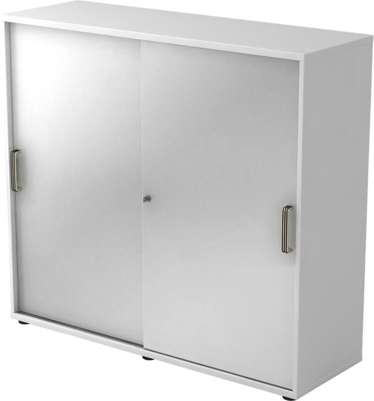 Hammerbacher Schiebetürenschrank 3FH SG Weiß, Silber 1.200 x 400 x 1.100 mm