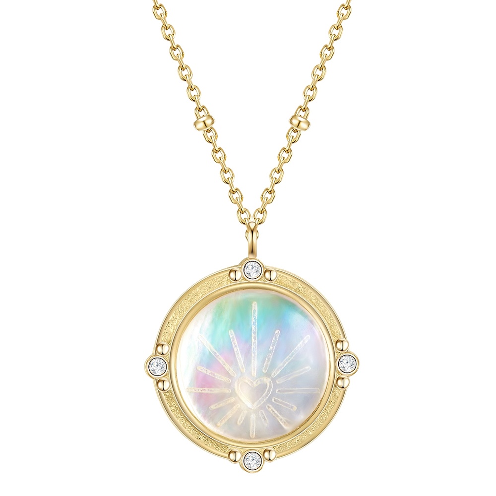 Glanzstücke München Collier en argent Argent sterling Oxyde de zirconium (CZ) Nacre en Or jaune collier