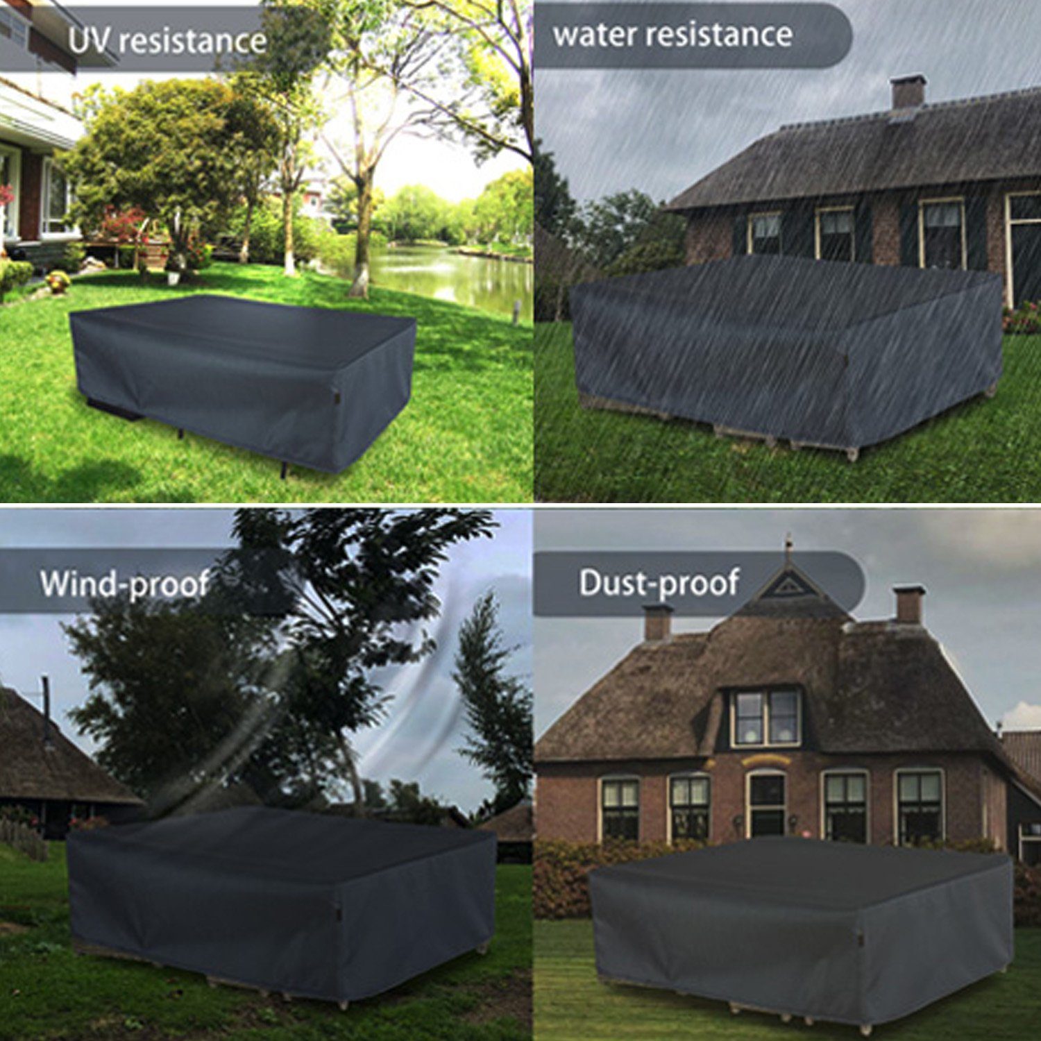 Hentex Gartenmöbel-Schutzhülle Abdeckung für Gartenmöbel Rechteckig Möbelsets