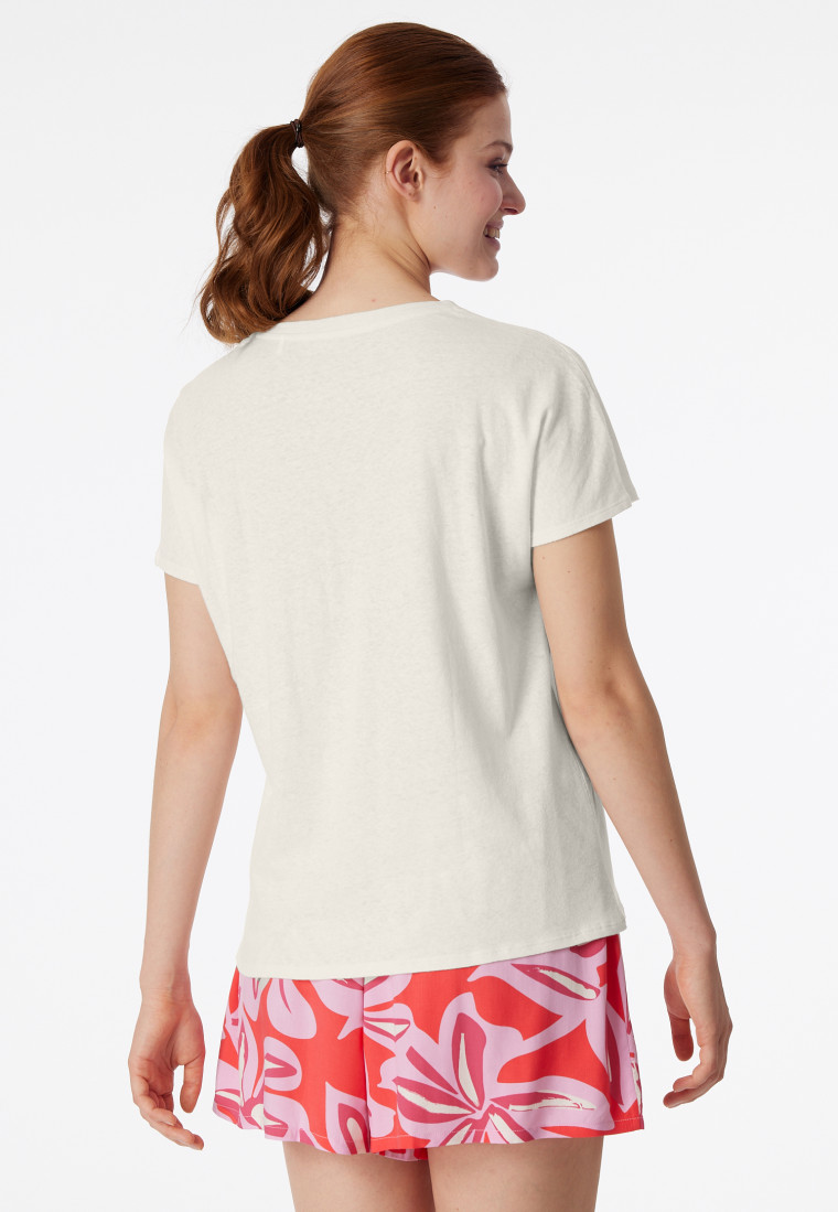 Shirt kurzarm V-Ausschnitt creme - Mix+Relax