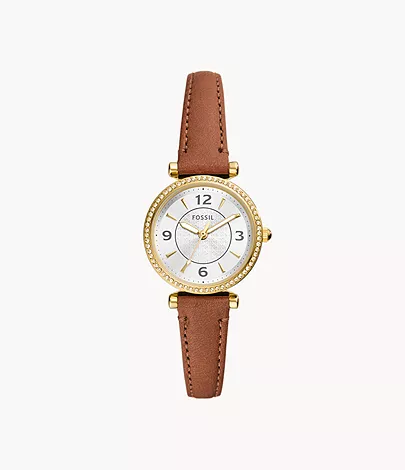 Fossil Uhr Carlie 3-Zeiger-Werk -Leder mittelbraun