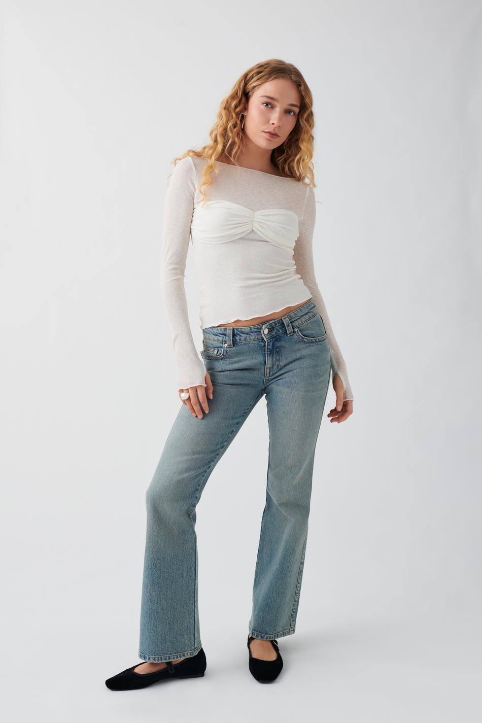 Sheer boatneck top