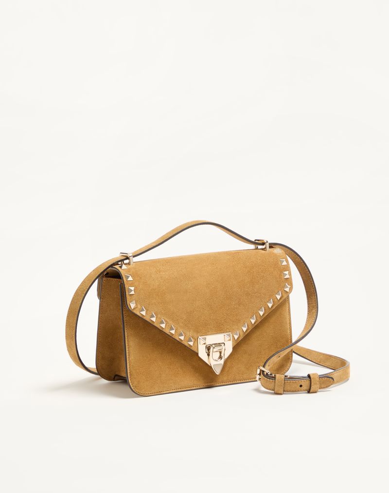 Bolsa de ombro pequena Valentino Garavani Rockstud em camurça