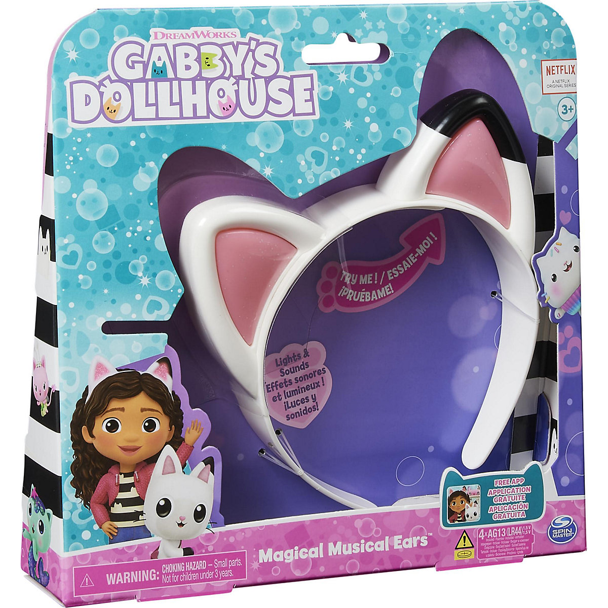Gabby‘s Dollhouse, Magical Musical Cat Ears, Haarreif mit Katzenohren, mit Licht, Geräuscheffekten und Musik, geeignet für Kinder ab 3 Jahren