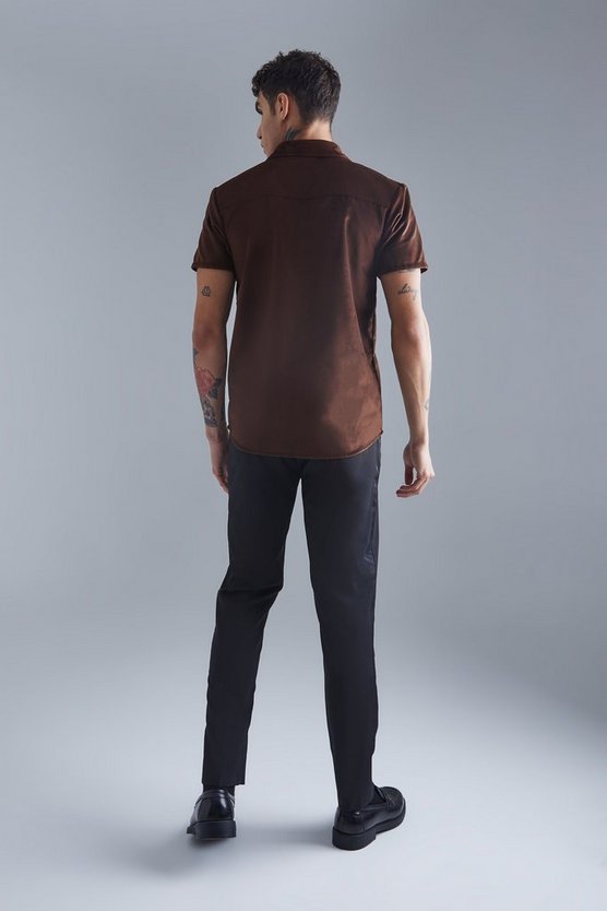 Kurzärmliges Velour-Hemd