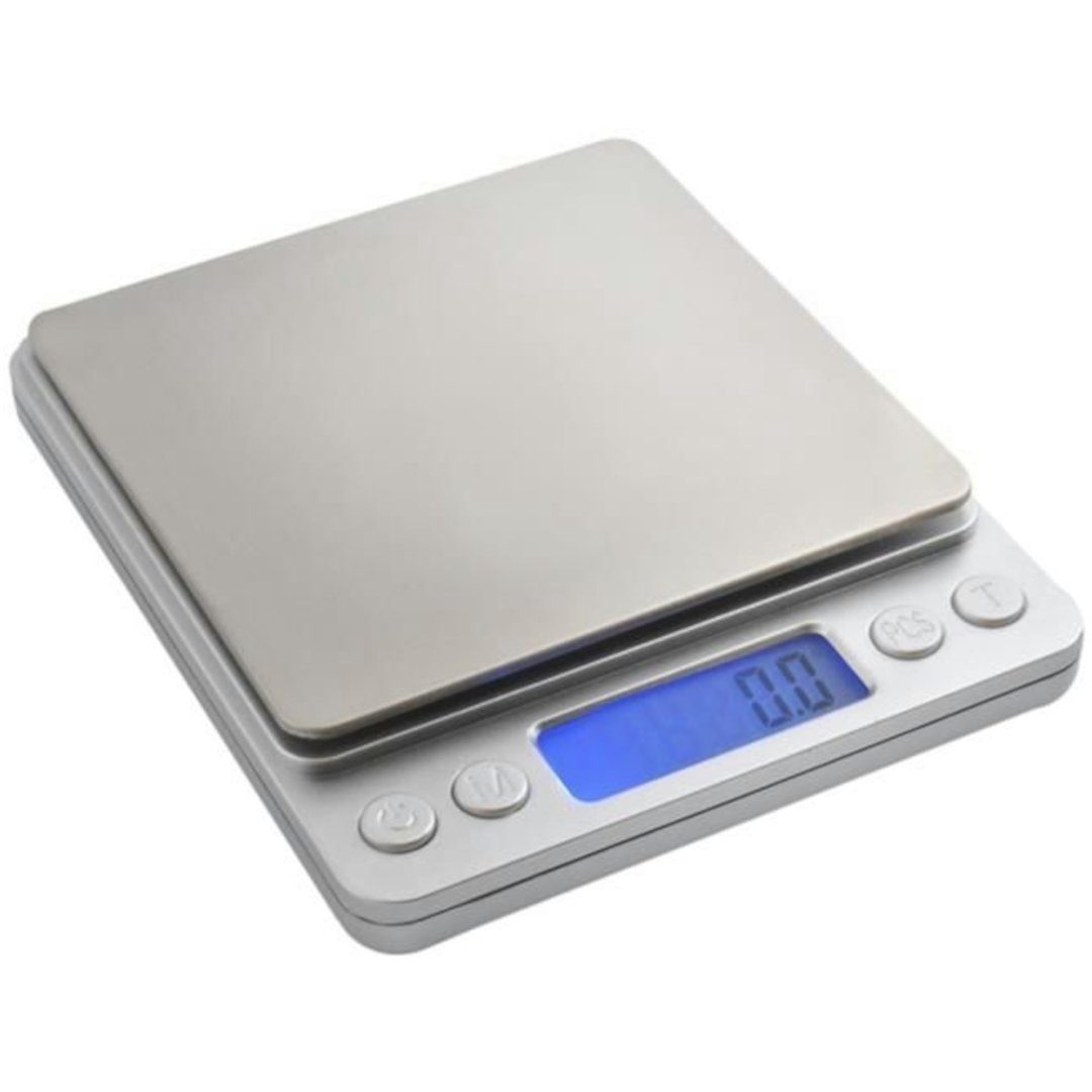 ISO TRADE Küchenwaage Küchenwaage 2 kg, (Goldwaage Präzisionswaage Digitalwaage, 4-tlg., wiegen, Waage, 2kg, LCD Display), Feinwaage Digitale
