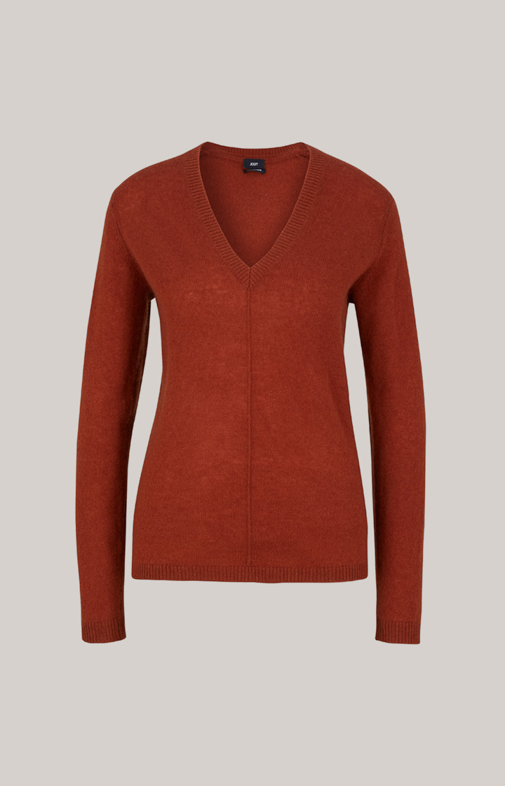 Cashmere-Strickpullover in Kupferbraun
