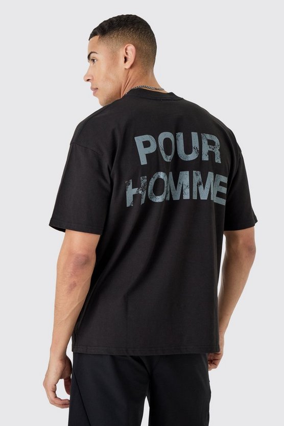 Oversize T-Shirt mit Pour Homme Print