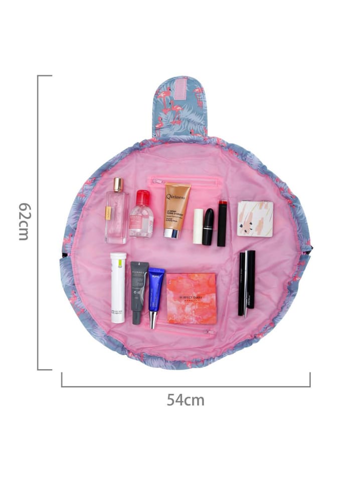 Intirilife One Step Kulturbeutel mit Kordel in GRAU ROSA FLAMINGO günstig kaufen onesize