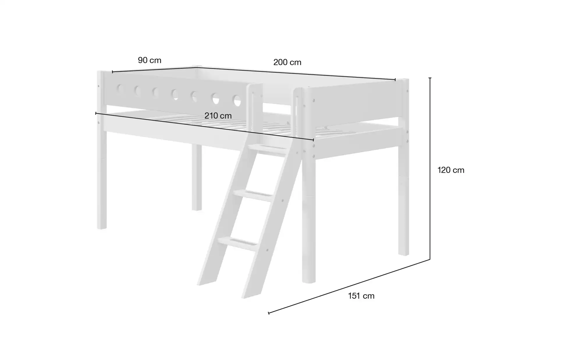 FLEXA Halbhohes Bett Flexa White