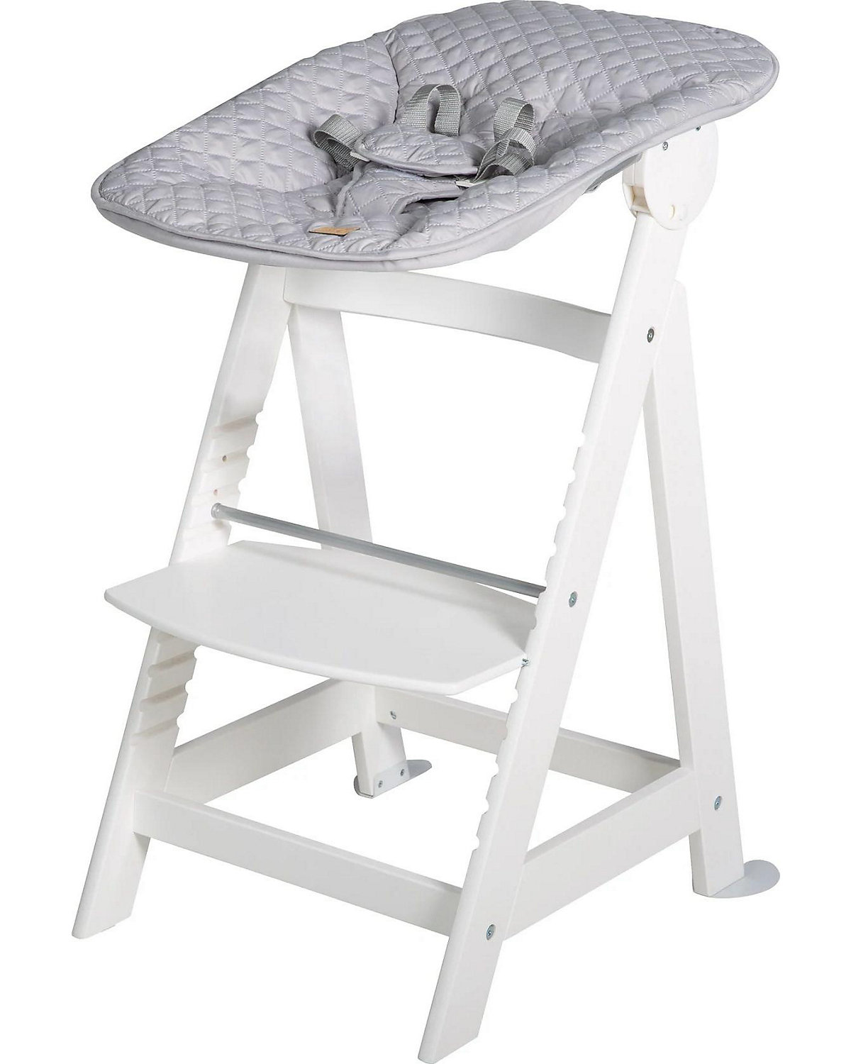 Treppenhochstuhl 'Born Up' Set 2in1, 'roba Style grau', Hochstuhl mit Liegefunktion, ab Geburt
