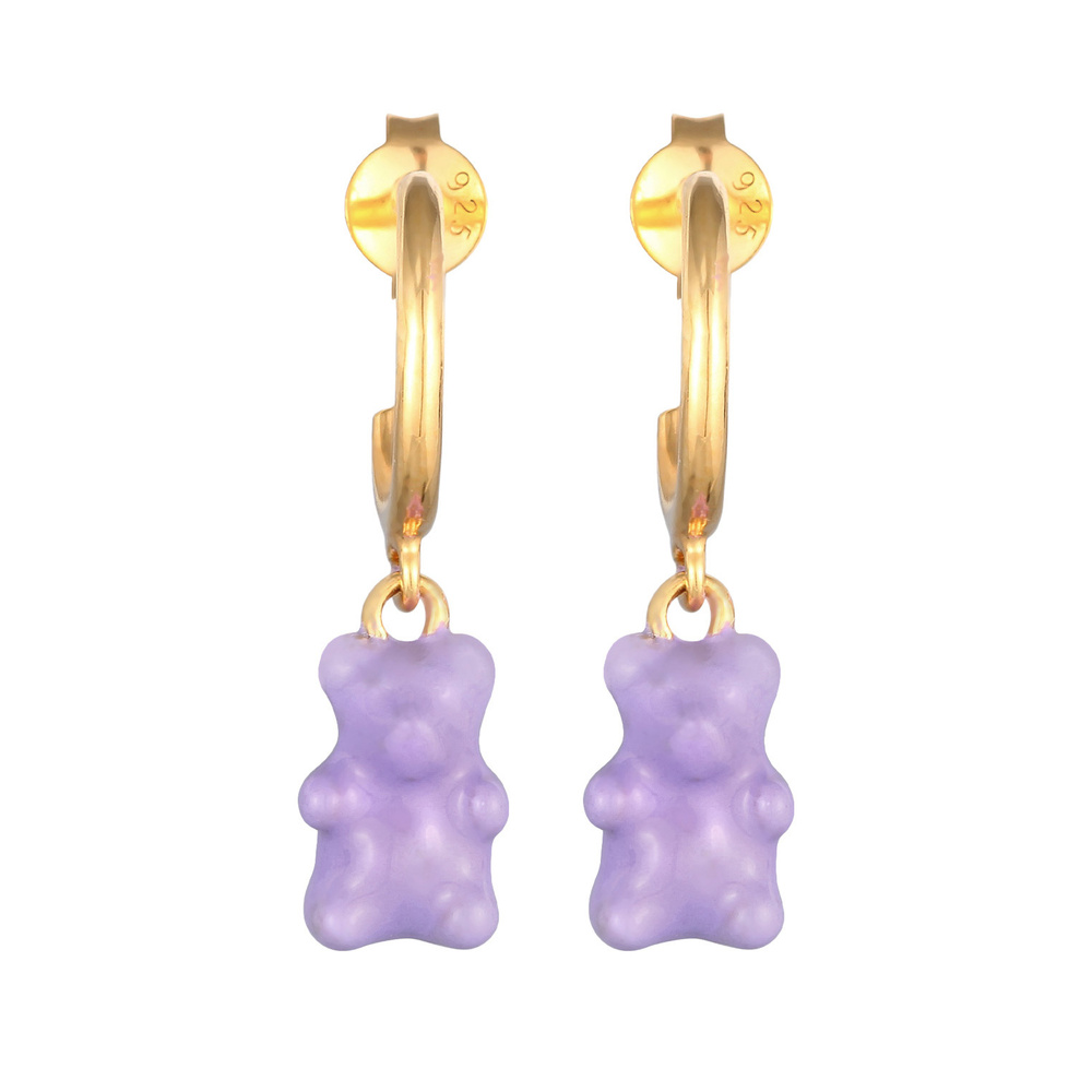 Elli Elli Boucles d'Oreilles Femmes Créoles Pendentif Ours Tendance avec émail en arge Boucles d'oreilles