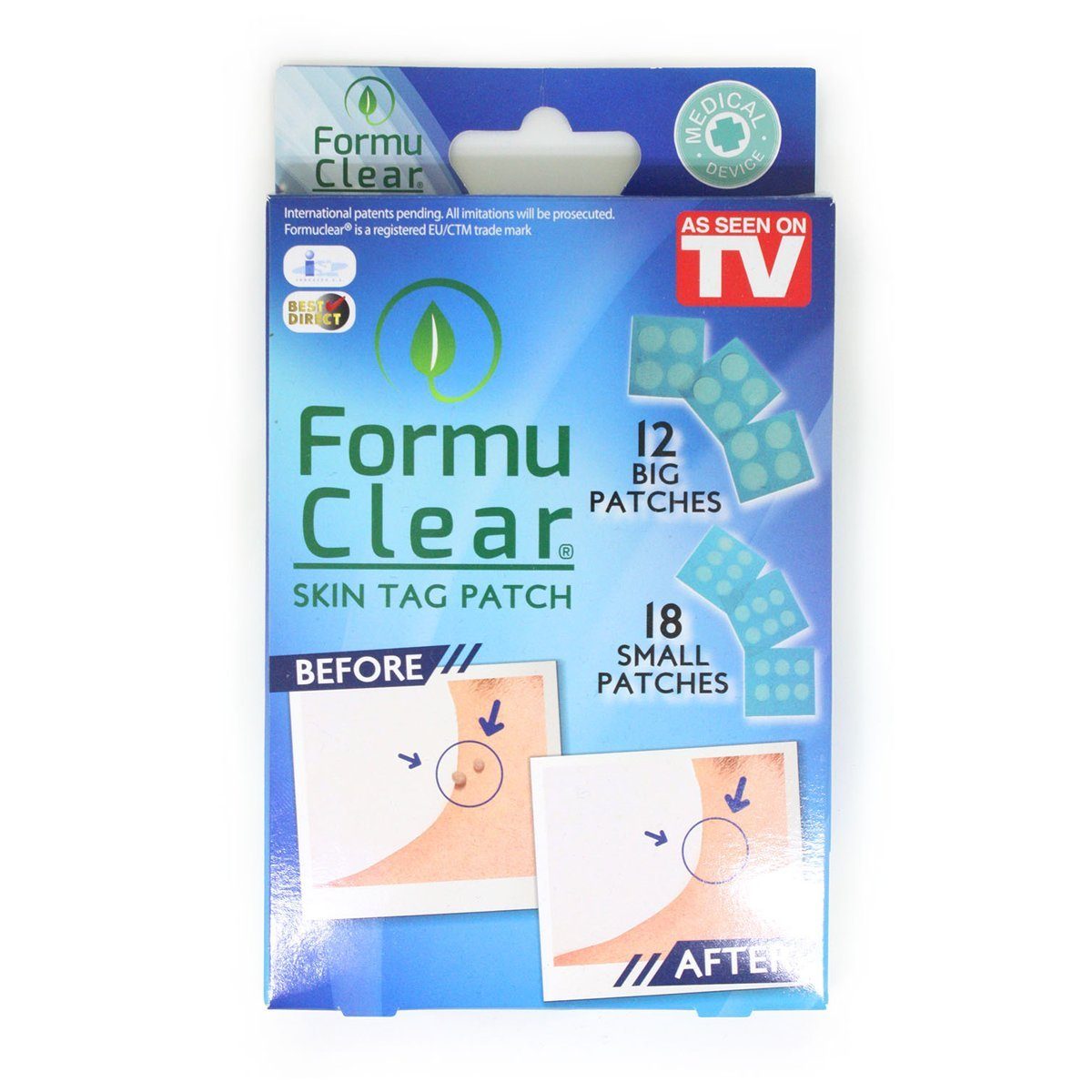Best Direct® Wundpflaster Formu Clear® Tag Patch (30 St., 12 große und 18 kleine Pflaster), Warzenpflaster, Warzen-Entferner, schmerzfreie natürliche Behandlung