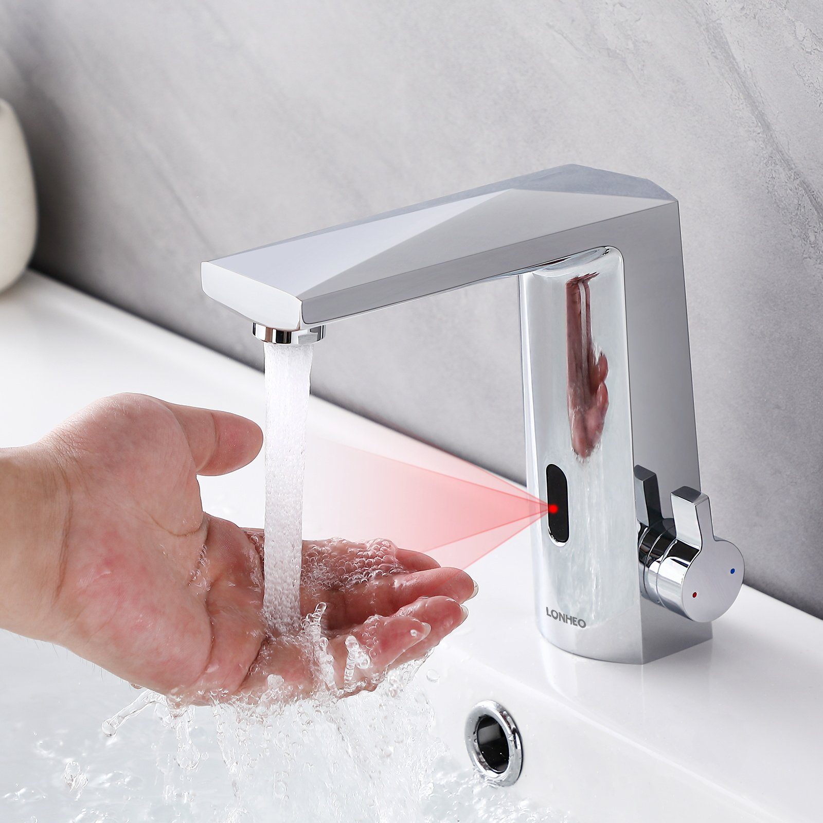 Lonheo Waschtischarmatur Infrarot Sensor Wasserhahn Bad Automatisch Waschbecken Armatur