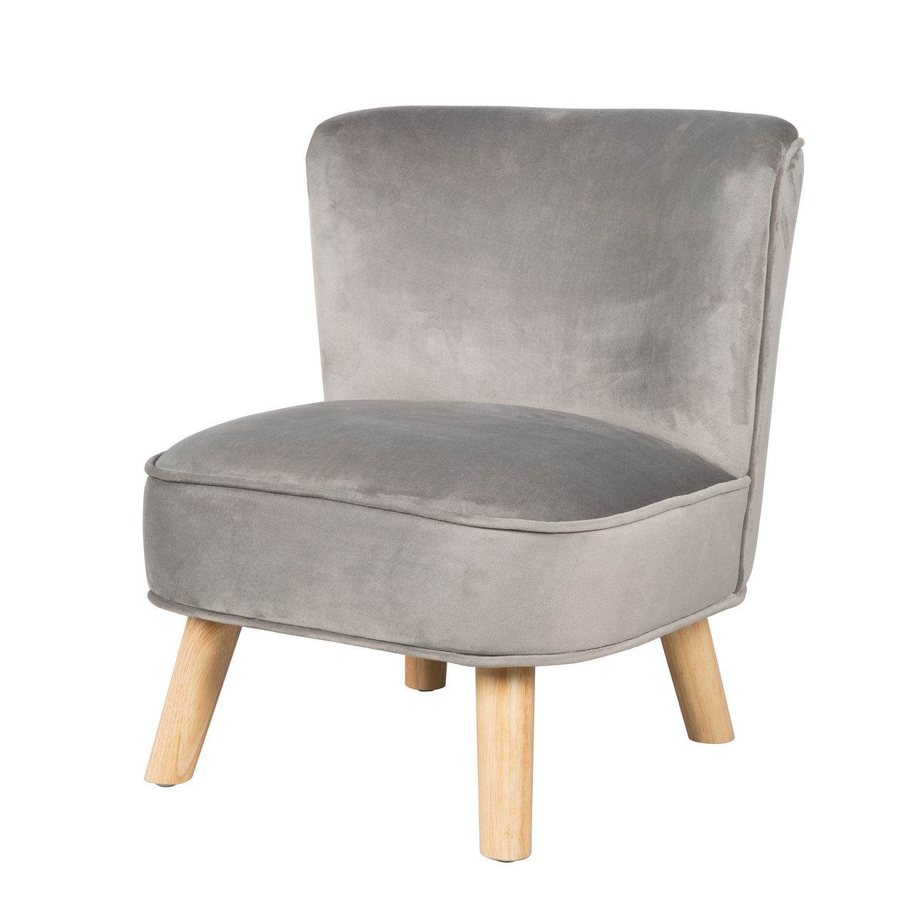 Roba Kindersessel „Lil Sofa“, bequemer Sessel mit stabilen Holzfüßen und grauem Samtstoff