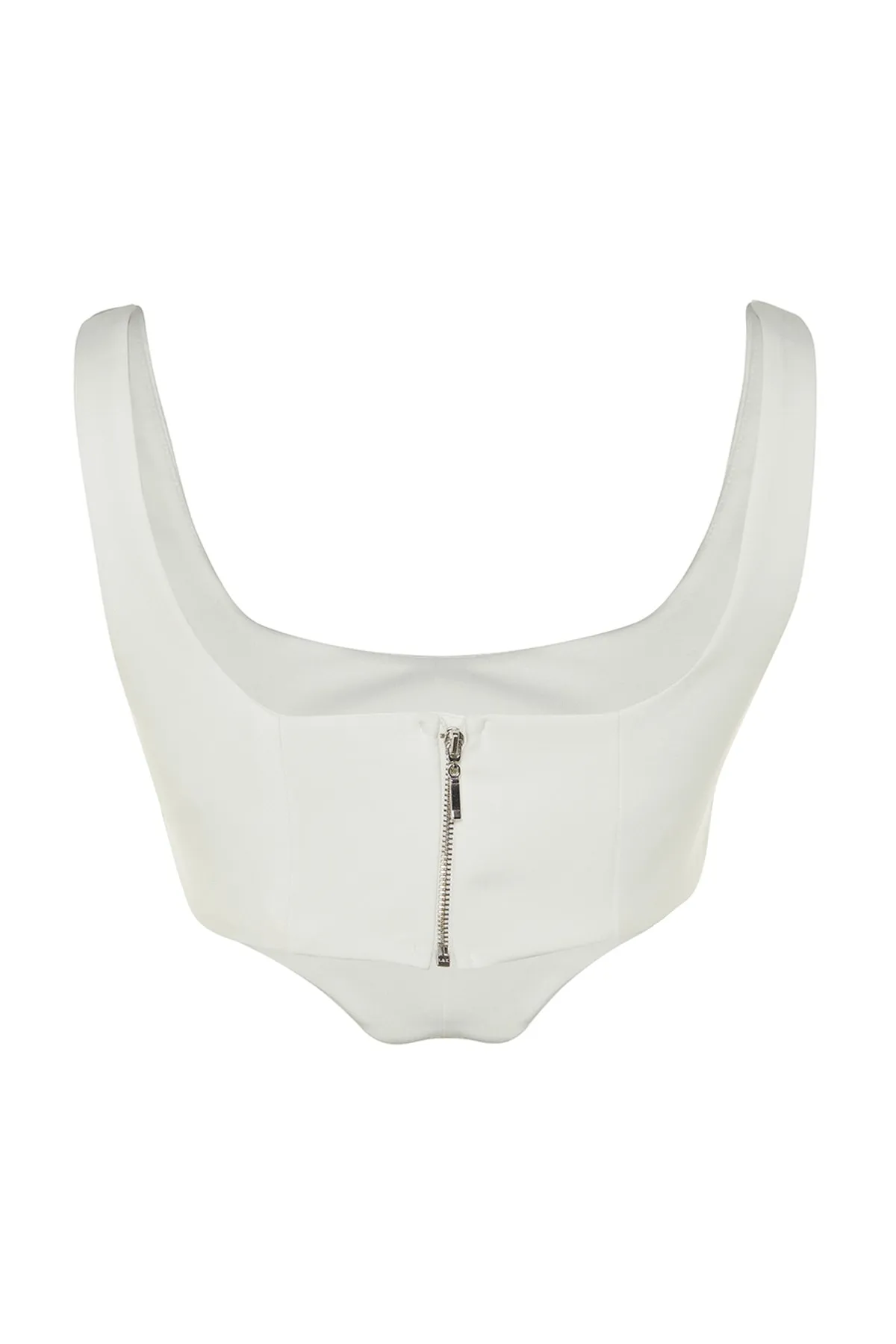 Trendyol Collection  Ecrufarbenes, bauchfreies, gefüttertes, gewebtes Braut-Bustier mit glänzendem Stein TPRSS23BS00089