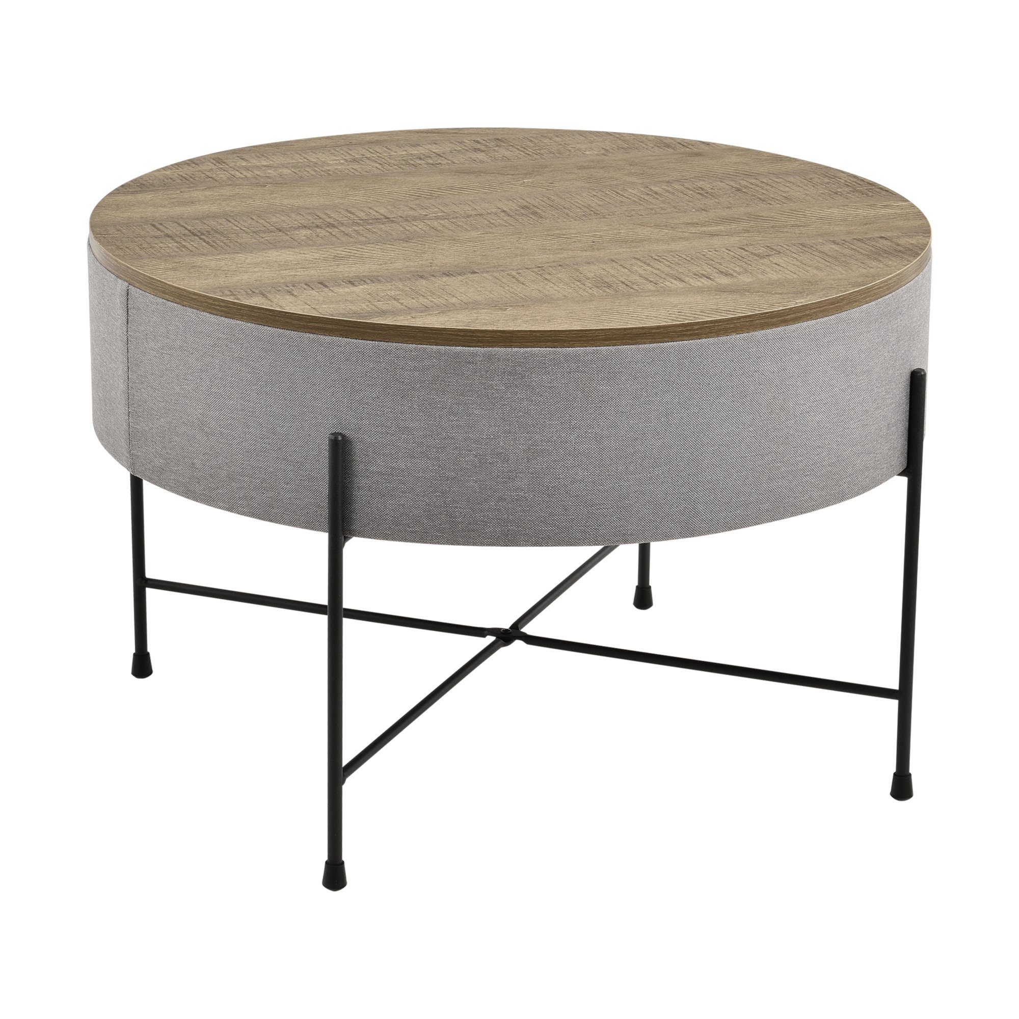 en.casa Couchtisch, Stylischer Couchtisch Tauranga Rund Wallnussoptik/Grau