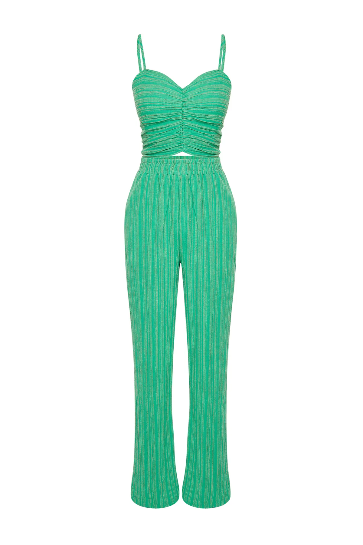 Trendyol Collection  Grünes gewebtes Blusen-Hosen-Set TBESS24AU00076
