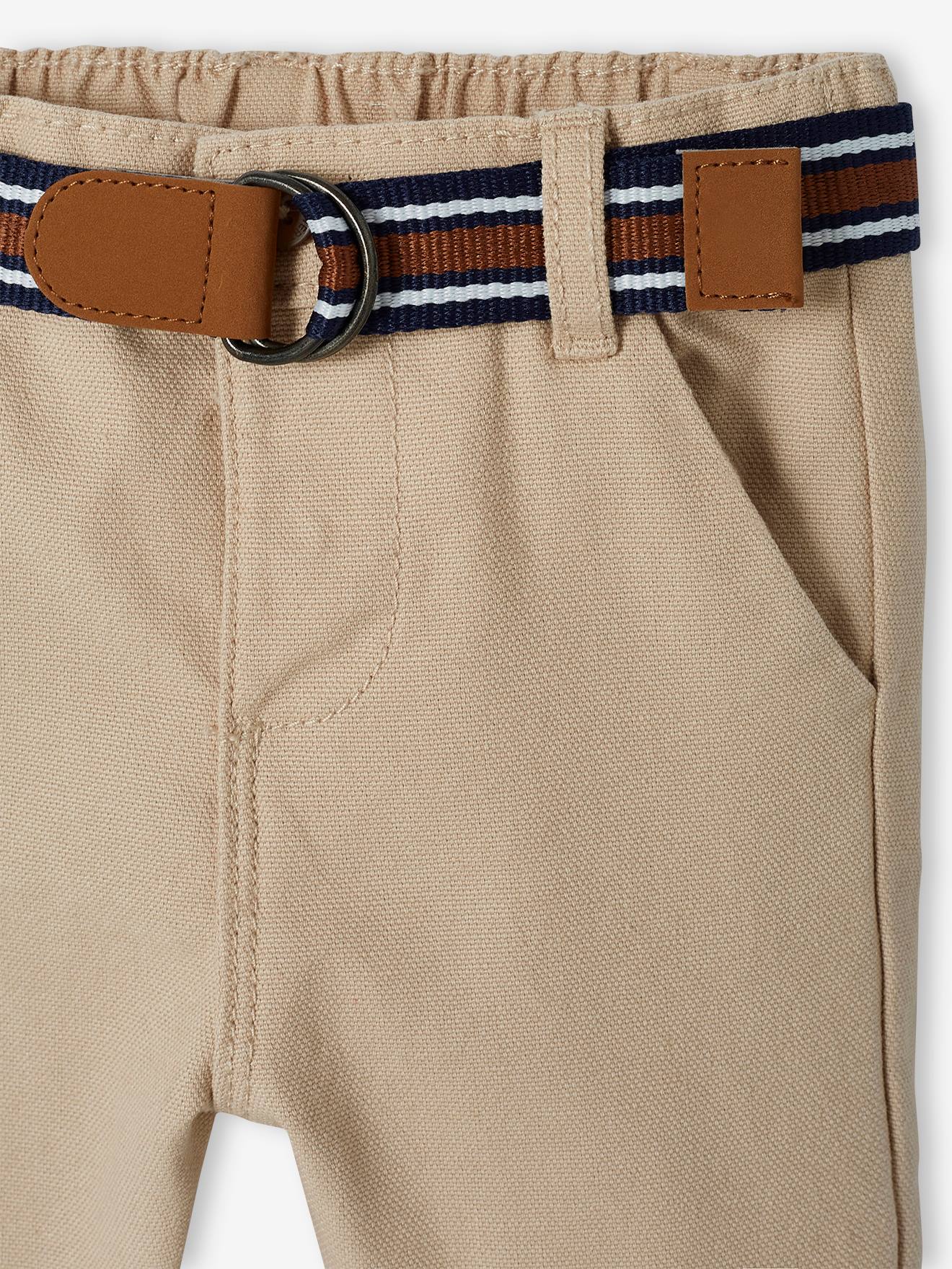 Pantalon de cérémonie bébé avec ceinture beige