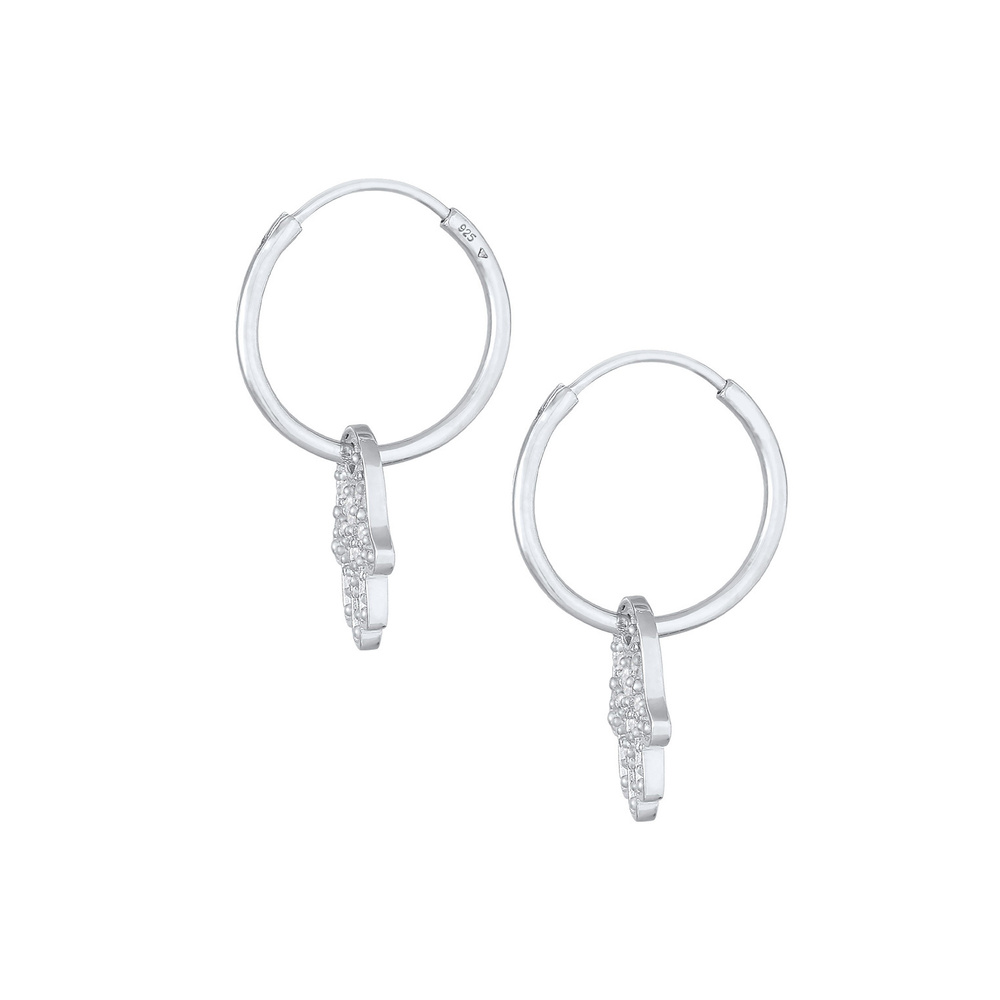 Elli Elli Boucles d'Oreilles Creolen Anhänger Hamsa Hand Zirkonia 925 Silber Boucles d'oreilles