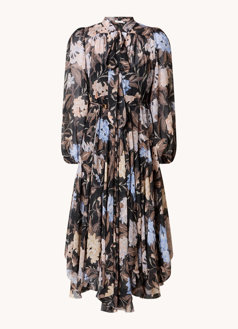 Zimmermann Eden midi dress with floral print and tie belt