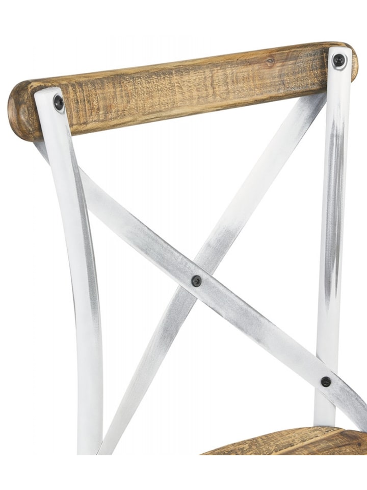 KADIMA DESIGN Küchenstuhl aus Walnussholz mit Metallbeinen, Rustikaler Vintage in Braun-Weiß günstig kaufen onesize