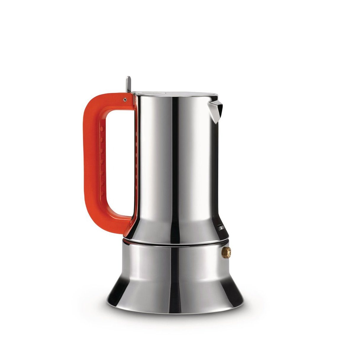 Alessi Espressokocher Espressokocher SAPPER 30cl SE, 0.3l Kaffeekanne, Für 3-6 Tassen Espresso, 100jährige Jubiläumsedition mit orangerotem Griff