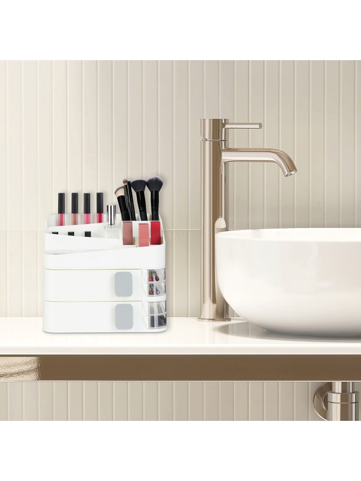 relaxdays Make Up Organizer in Weiß - (B)26 x (H)21,5 x (T)21 cm günstig kaufen onesize