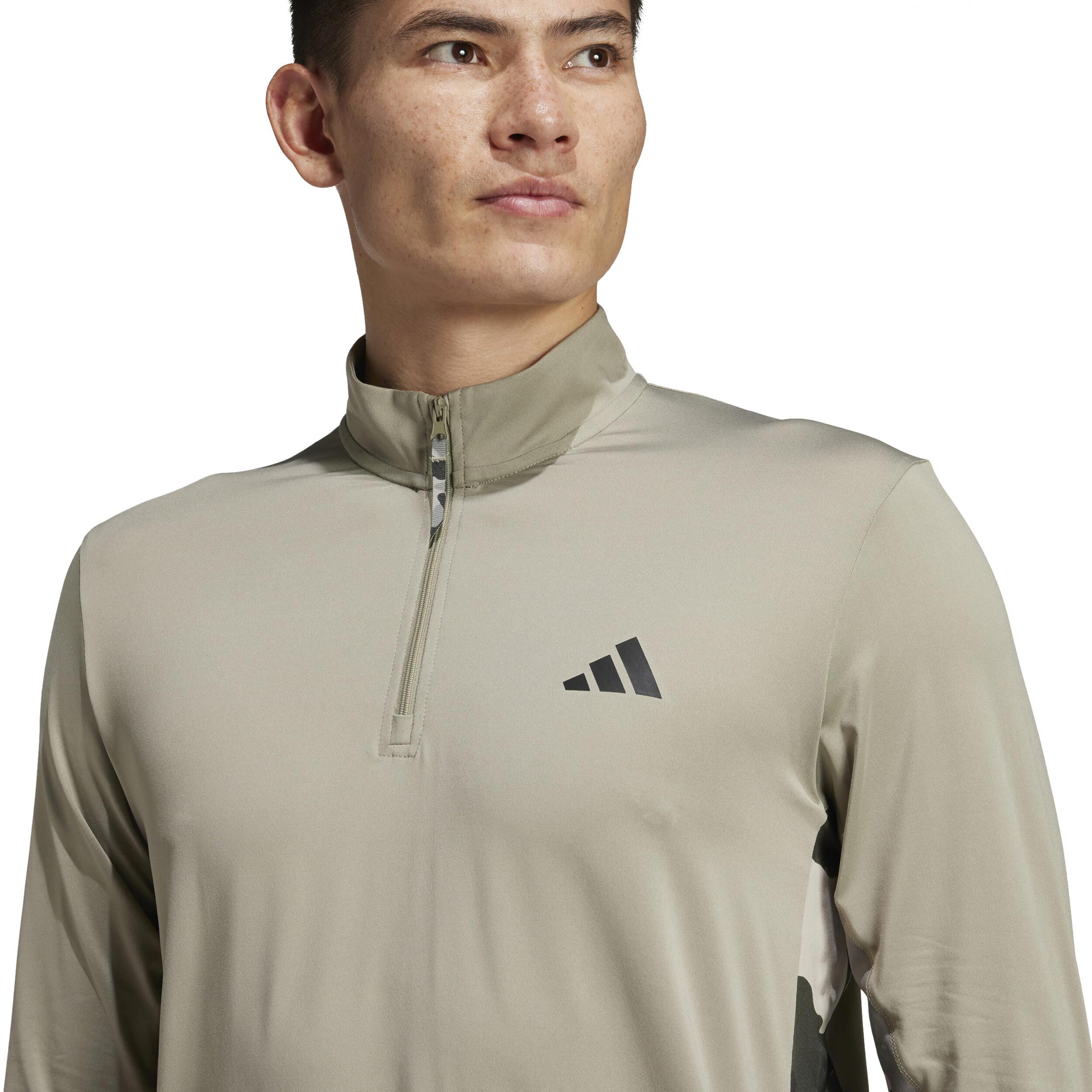 Camo 1/4 Zip Longsleeve Herren - Oliv