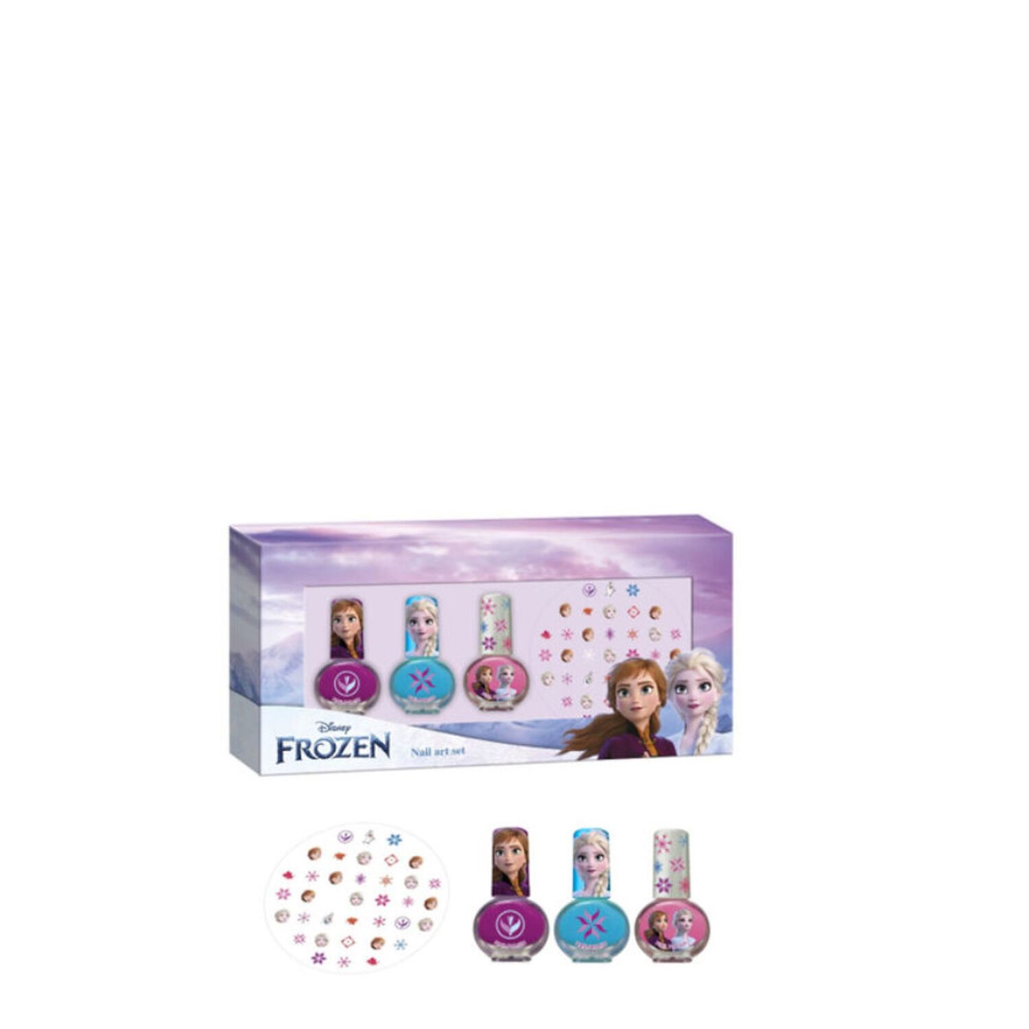Disney Reine des Neiges Coffret 3 Vernis + Autocollants