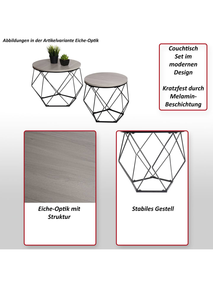MCW Couchtisch-Set L37, Eiche-grau-Optik günstig kaufen onesize