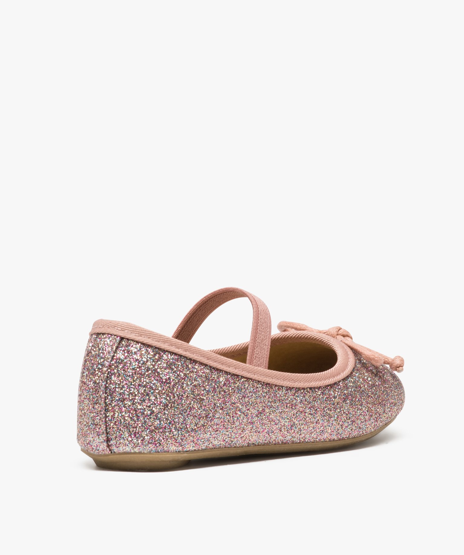 Ballerines fille pailletées avec bride élastique et n?ud rose | GEMO