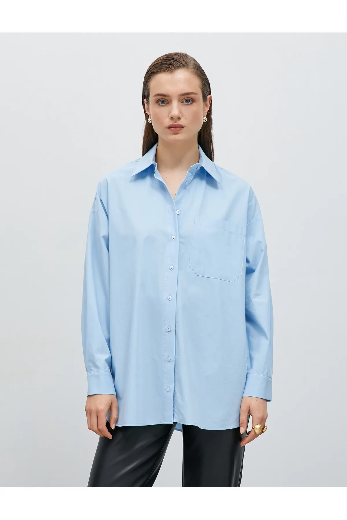 Koton  Oversize-Hemd aus Baumwolle mit Taschendetail