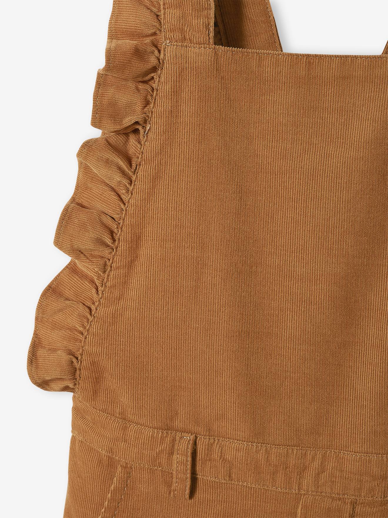 Vertbaudet Mädchen Cord-Latzhose mit Rüschen - braun