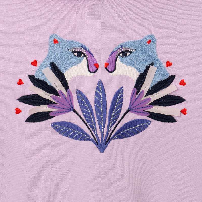 Sweat fille brodé tigres rose Catimini