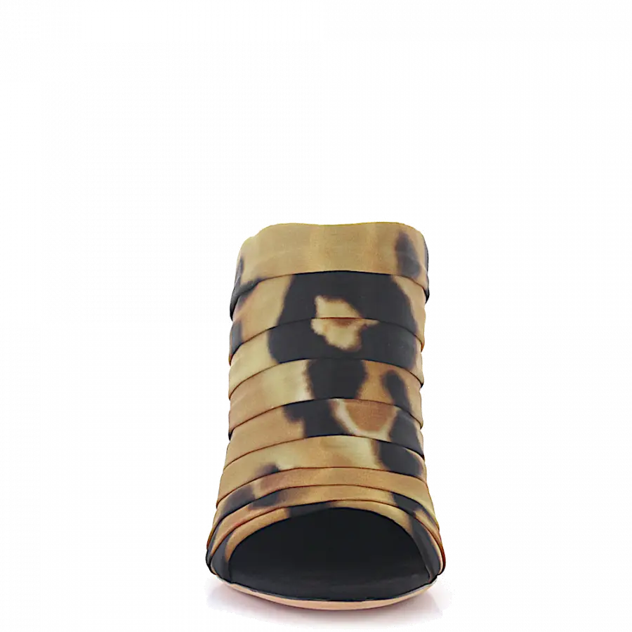 Giuseppe Zanotti - High Heels Satin Krempe Leo Print Raffung bunt leopard - bunt