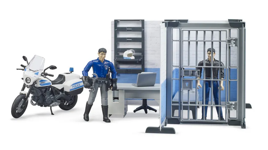 BRUDER - bworld Polizeistation mit Polizeimotorrad 62732