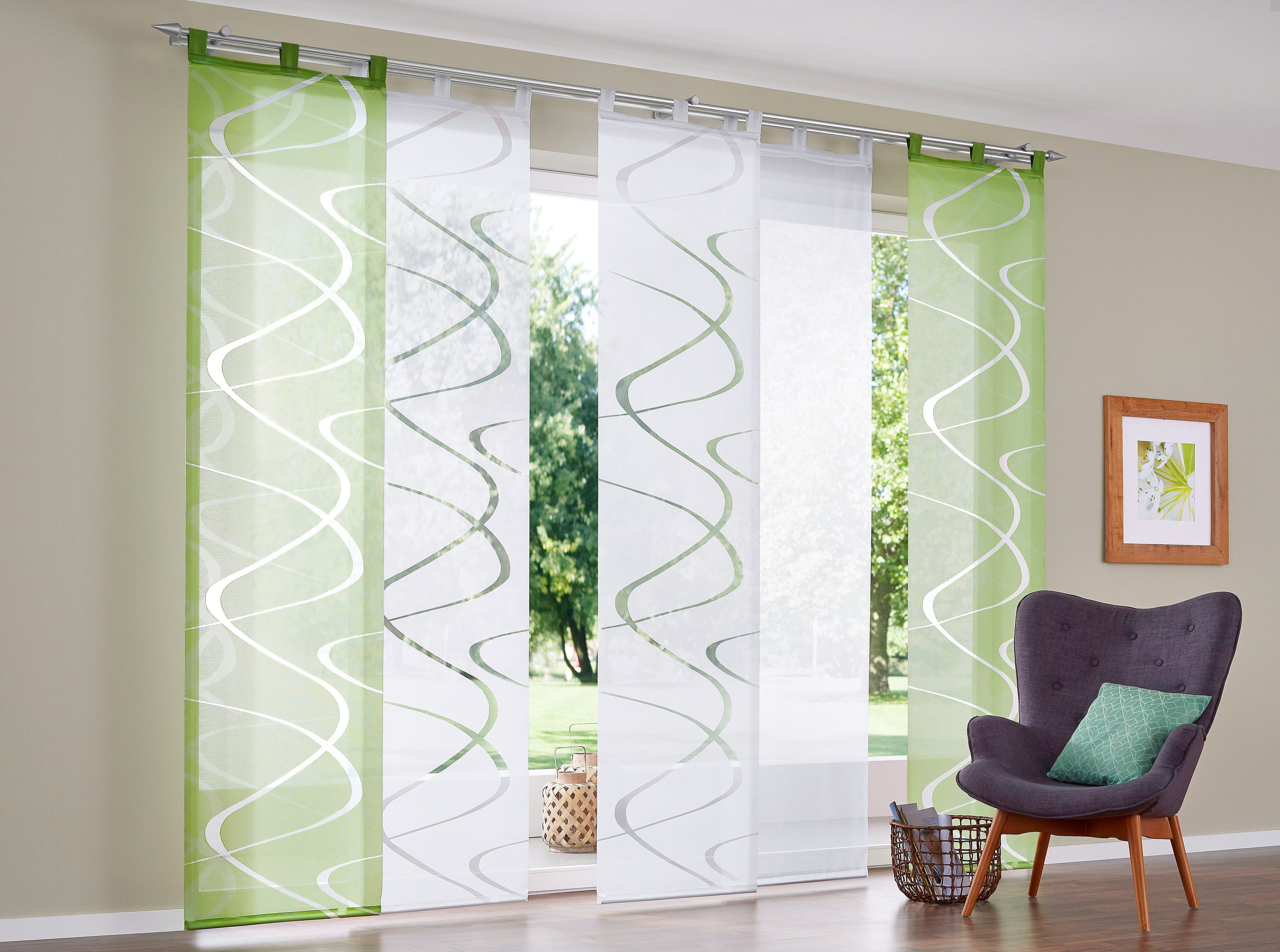Schiebegardine Pelotas, Neutex for you!, Schlaufen (1 St), halbtransparent, Scherli, inkl. Beschwerunsstange
