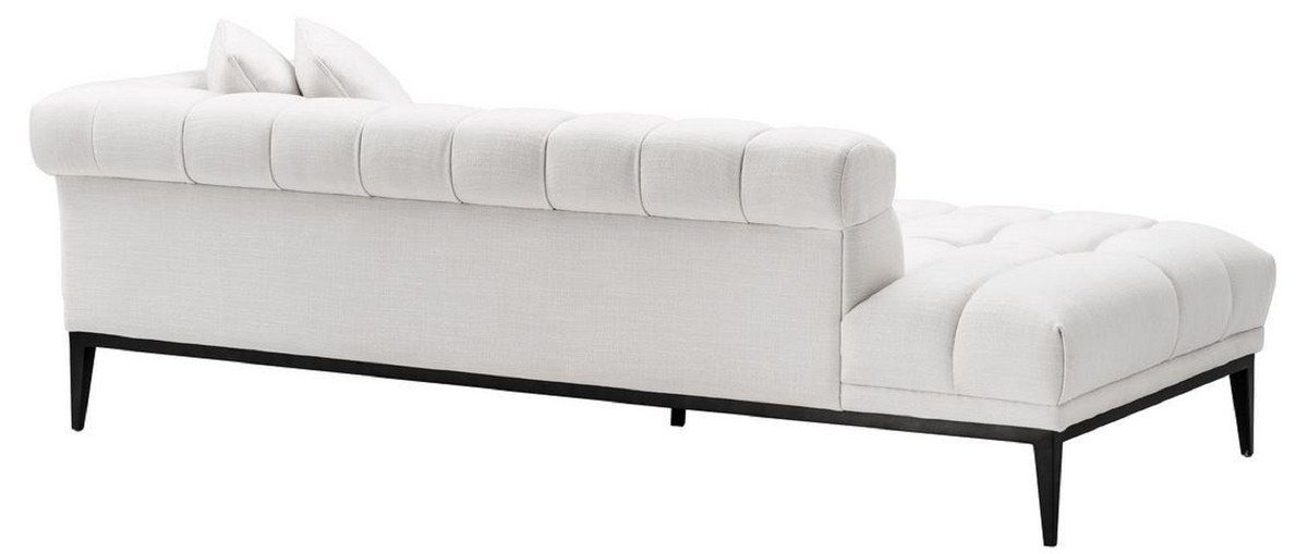 Casa Padrino Loungesofa Luxus Lounge Sofa Weiß / Schwarz 223 x 98 x H. 69 cm - Rechtsseitiges Wohnzimmer Sofa mit 2 Kissen - Luxus Qualität